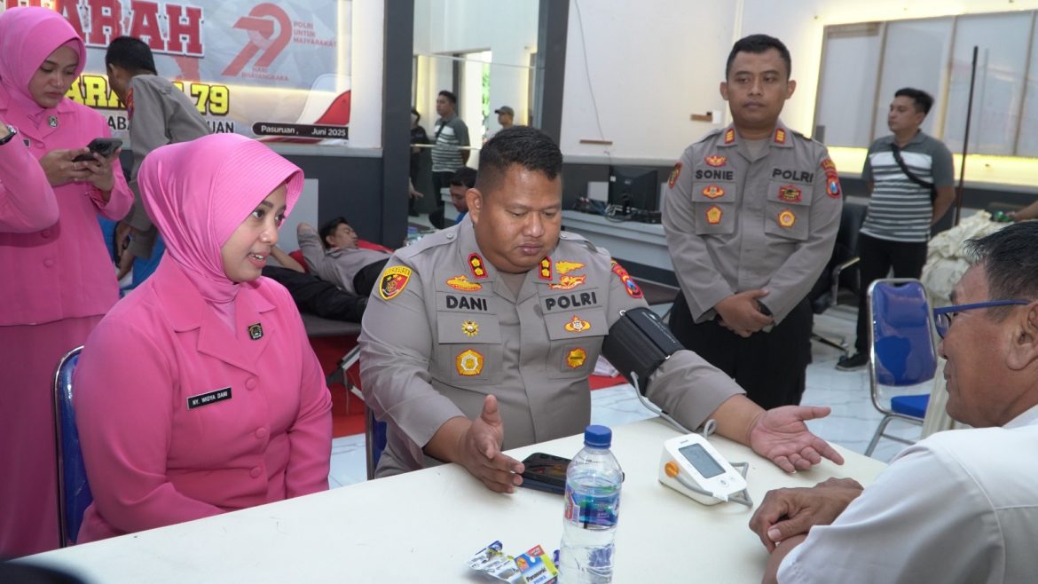 Donor Darah Sambut Hari Bhayangkara ke-79, Polres Pasuruan Libatkan 100 Peserta