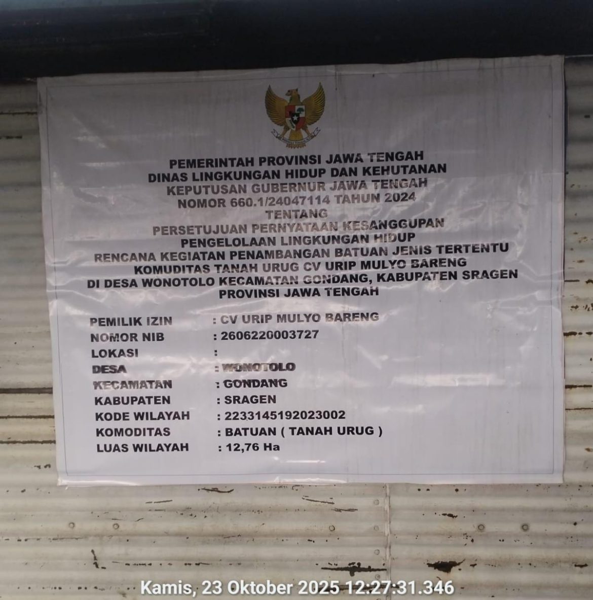 Tambang Ilegal Galian C di Desa Wonotolo Diduga Belum Kantongi Izin, Nyaris Tak Tersentuh Hukum.