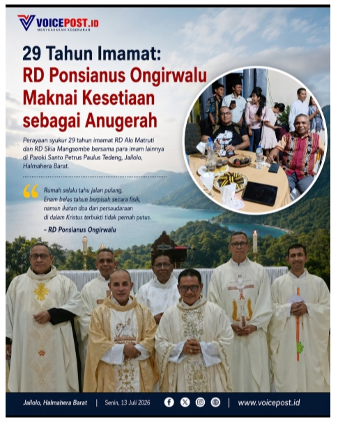 29 Tahun Imamat: RD Ponsianus Ongirwalu Maknai Kesetiaan sebagai Anugerah