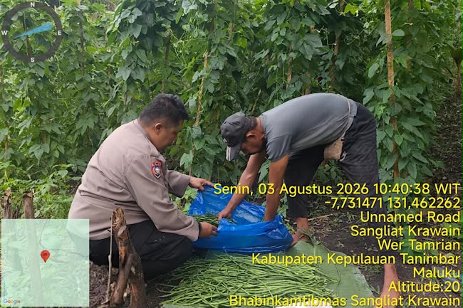 Bhabinkamtibmas Sangliat Krawain Ajak Warga Jaga Kamtibmas dan Ketahanan Pangan