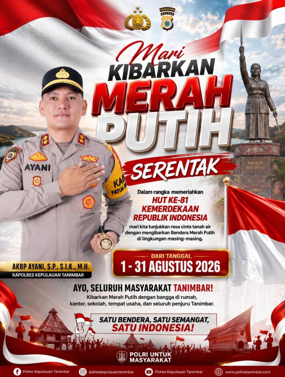 Kapolres Tanimbar Serukan Kibarkan Merah Putih Sebulan Penuh