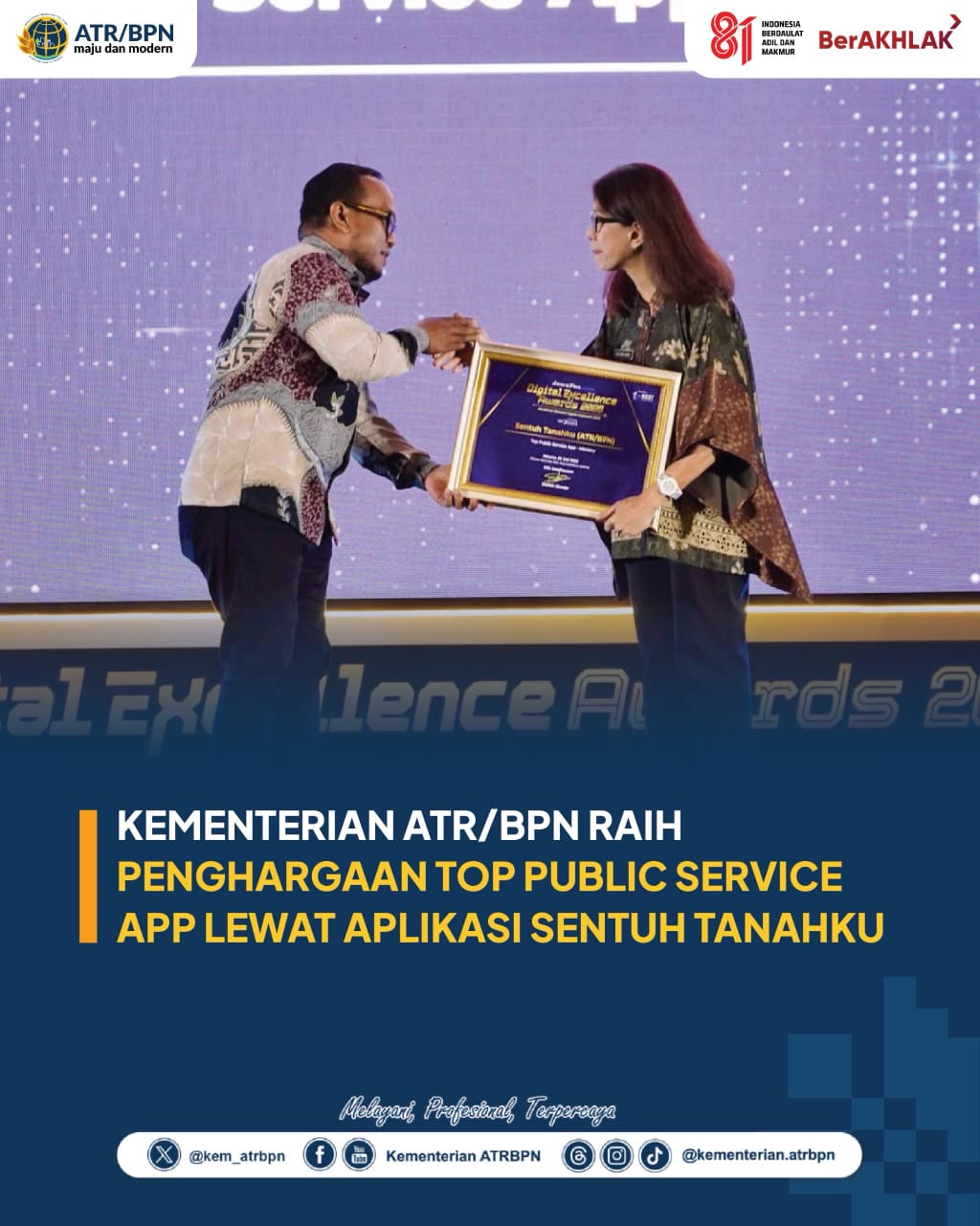 ATR/BPN Sabet Penghargaan Digital Excellence Awards 2026