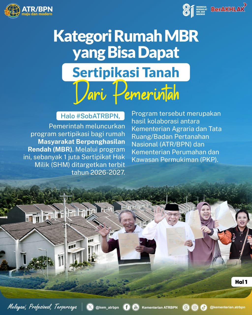 ATR/BPN dan Kementerian PKP Kolaborasi Sertipikasi Tanah Gratis