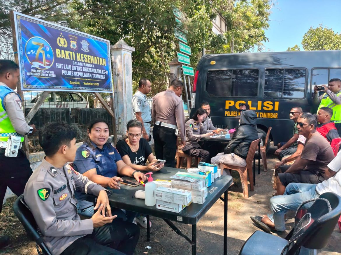 Sambut HUT Lalu Lintas Bhayangkara Ke-71, Sat Lantas Polres Kepulauan Tanimbar Gelar Bakti Kesehatan Gratis