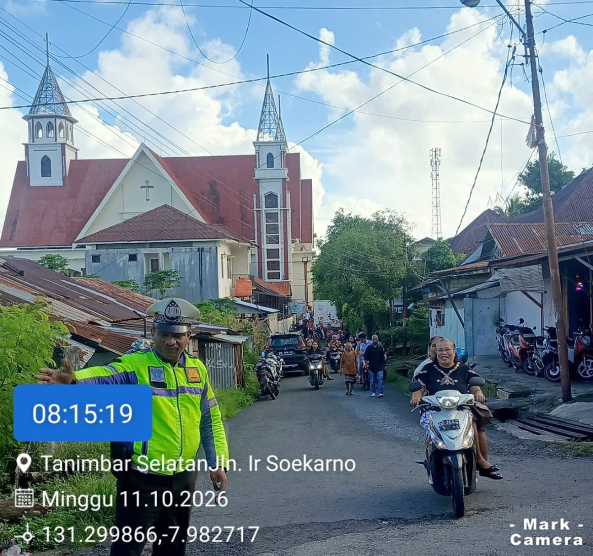 Ciptakan Kamseltibcarlantas, Sat Lantas Polres Kepulauan Tanimbar Intensifkan Pengamanan Ibadah Minggu di Saumlaki