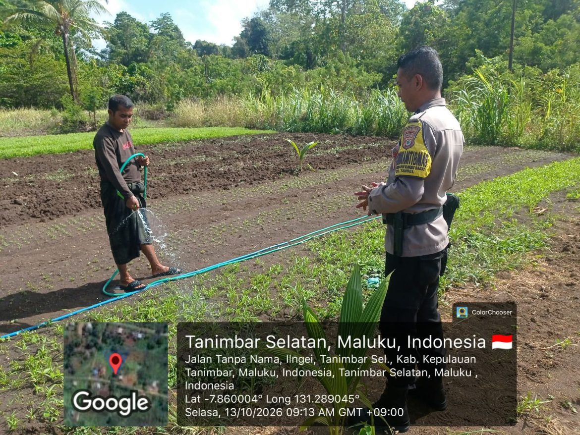 Dukung Ketahanan Pangan dan Cegah Karhutla, Bhabinkamtibmas Persiapan Ilngei Barat Sambangi Petani di Kebun