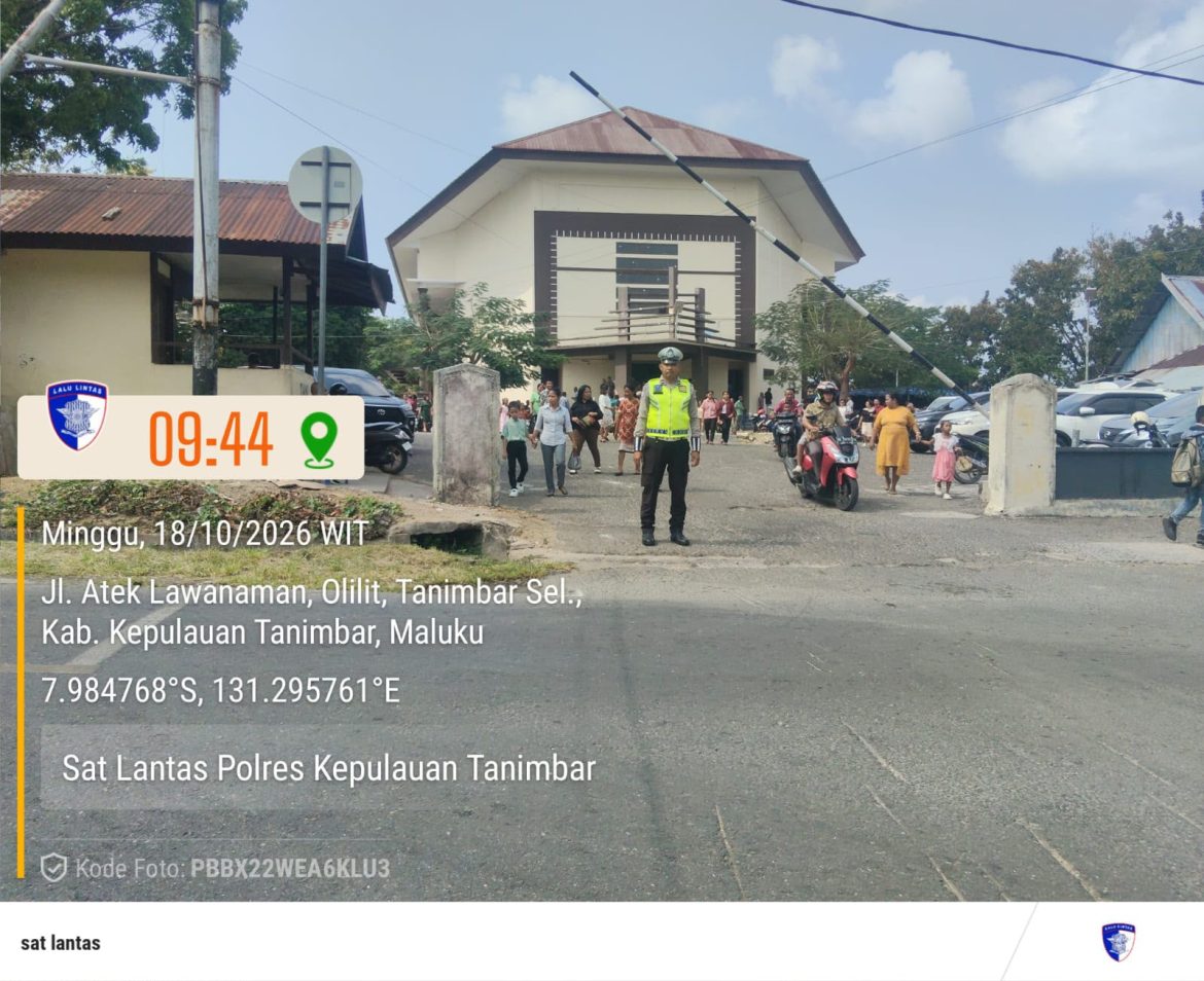Pastikan Rasa Aman Bagi Masyarakat, Sat Lantas Polres Kepulauan Tanimbar Kawal Ibadah Minggu Umat Kristiani