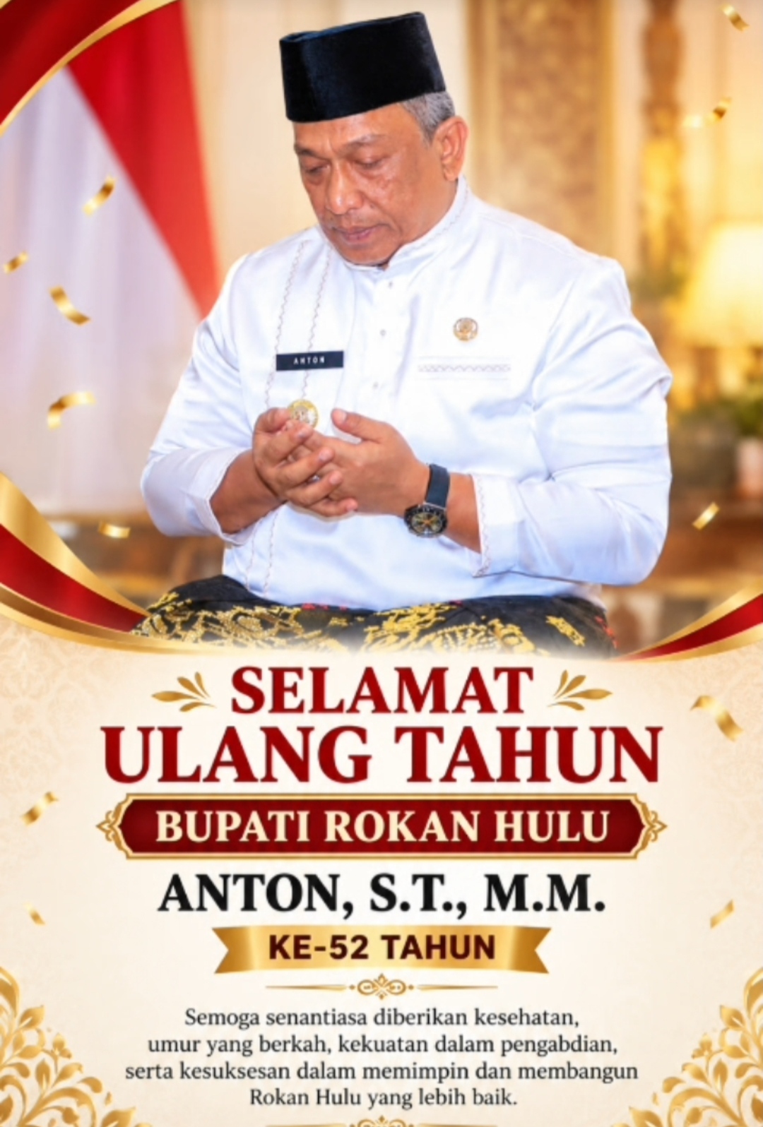 *Keluarga Besar Voice post.id Ucapkan Selamat Ulang Tahun ke-52 untuk Bupati Rokan Hulu, Anton, S.T., M.M.*