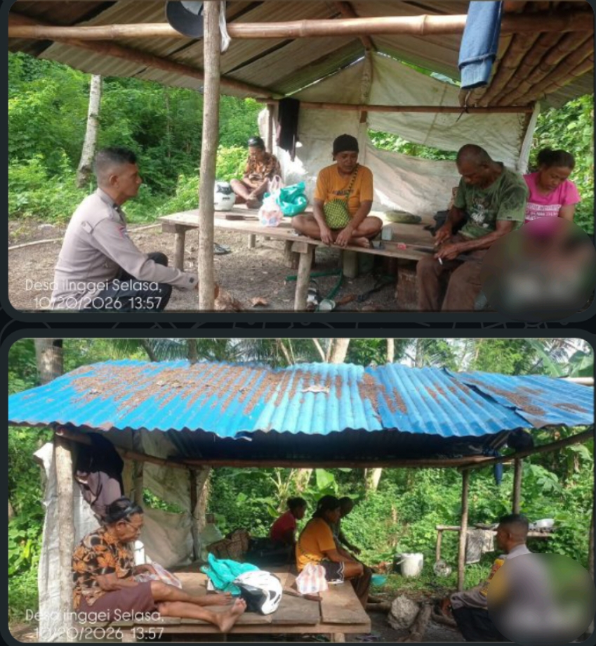 Sambangi Petani di Kebun, Bhabinkamtibmas Persiapan Ilngei Barat Dorong Ketahanan Pangan dan Imbau Cegah Karhutla
